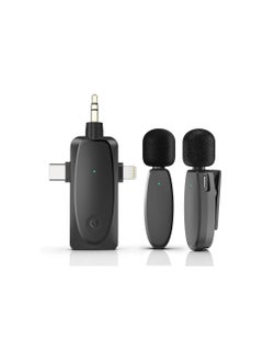 Generic 3-in-1 Wireless Lavalier Microphone for iPhone, Android, Camera and Laptop, 2.4G Ultra-Low Delay Double Mini Microphone Lapel Mic with Noise Reduction for Video Recording, Vlog, YouTube, TikTok  - Image 1