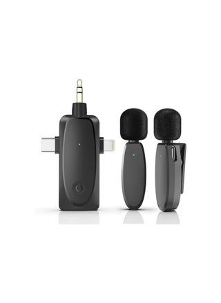 3-in-1 Wireless Lavalier Microphone for iPhone, Android, Camera and Laptop, 2.4G Ultra-Low Delay Double Mini Microphone Lapel Mic with Noise Reduction for Video Recording, Vlog, YouTube, TikTok - pzsku/ZE983BAF905163DCA1862Z/45/_/1704786348/b70be660-0b1a-4375-9376-dad33ea08f2e
