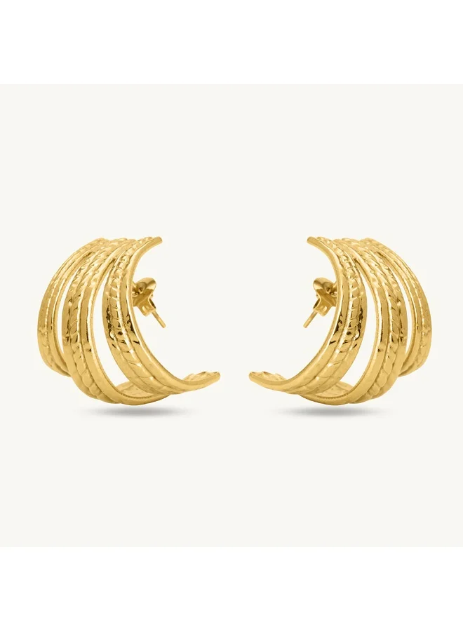 Palmonas 18K Gold Tone Plated Statement Stud Earring For Women - Waterproof & Anti-Tarnish