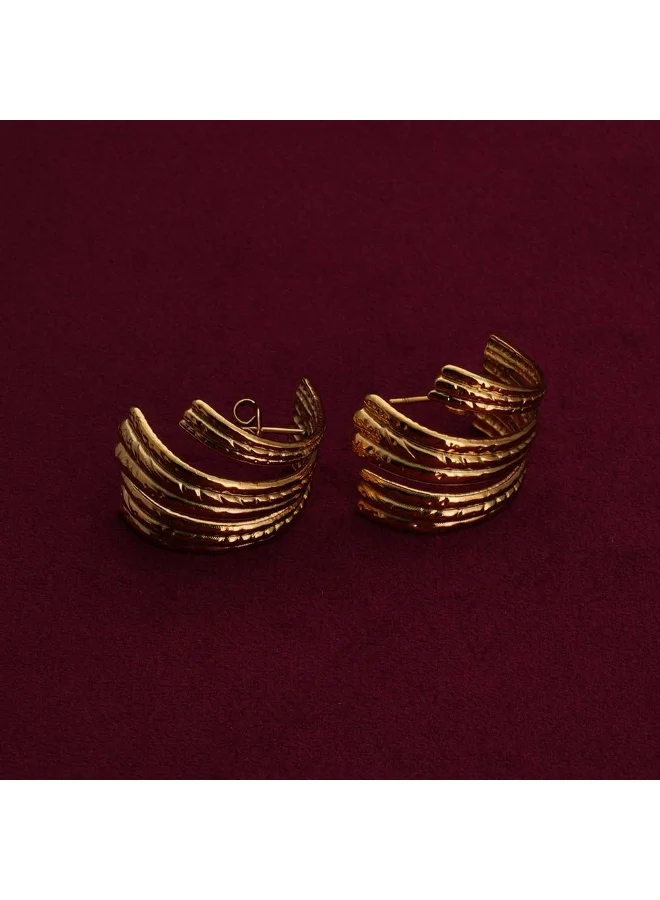 Palmonas 18K Gold Tone Plated Statement Stud Earring For Women - Waterproof & Anti-Tarnish