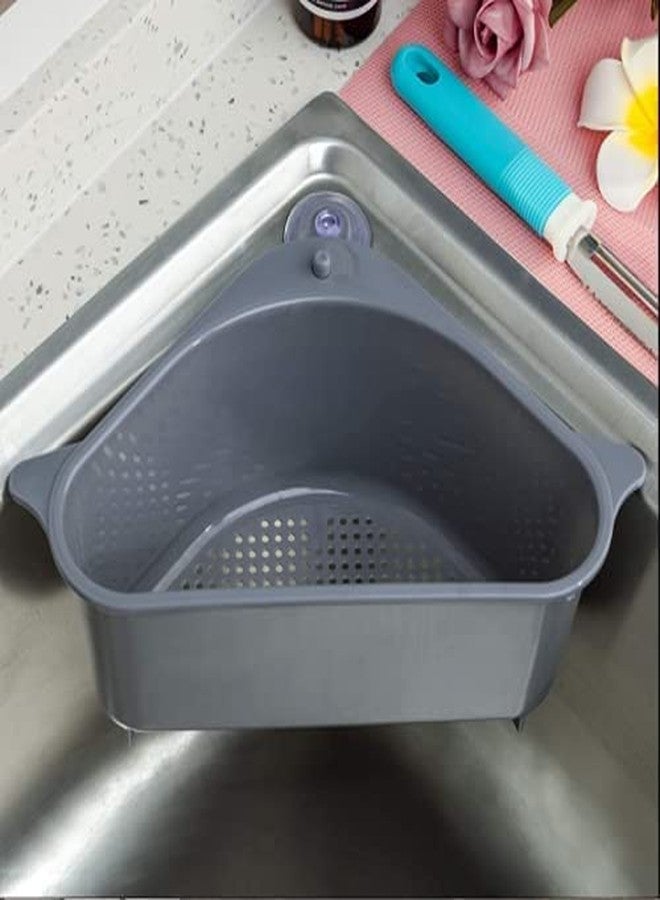 BSBDA Multifunctional Kitchen Organizer, Household, Sponge Holder, Triangular Corner Sink Basket Drain Rack Shelf for Soap & Sponge Storage - Image 1
