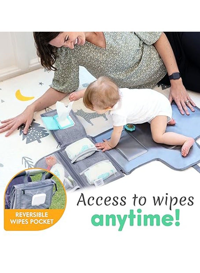 Portable Diaper Changing Pad - Baby Diaper Changer Travel Bag with Wipes Pocket, Smart Design Portable Changing Mat, Infant Travel Station Kit, Gift for Newborn Girl u0026 Boy - Premium - Image 4
