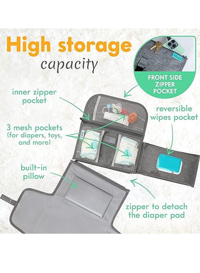 Portable Diaper Changing Pad - Baby Diaper Changer Travel Bag with Wipes Pocket, Smart Design Portable Changing Mat, Infant Travel Station Kit, Gift for Newborn Girl u0026 Boy - Premium - Image 2