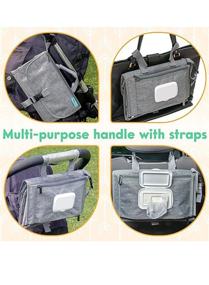 Portable Diaper Changing Pad - Baby Diaper Changer Travel Bag with Wipes Pocket, Smart Design Portable Changing Mat, Infant Travel Station Kit, Gift for Newborn Girl u0026 Boy - Premium - Image 3