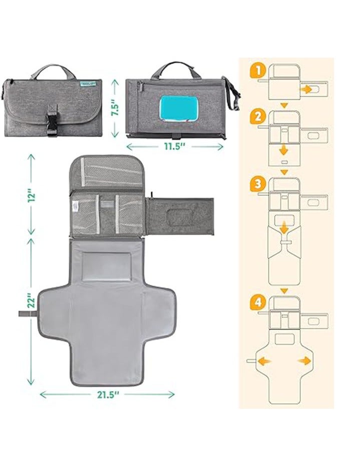 Portable Diaper Changing Pad - Baby Diaper Changer Travel Bag with Wipes Pocket, Smart Design Portable Changing Mat, Infant Travel Station Kit, Gift for Newborn Girl u0026 Boy - Premium - Image 5
