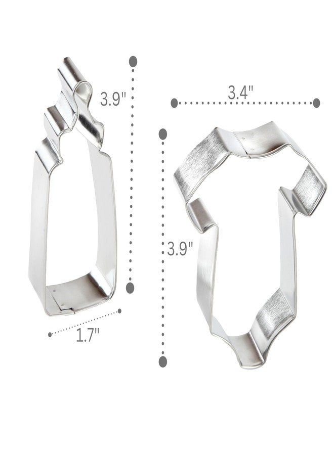 Bakerpan Stainless Steel Cookie Cutter Baby Bottle & Bodysuit Set, Baby Shower Cookie Cutters - Image 2