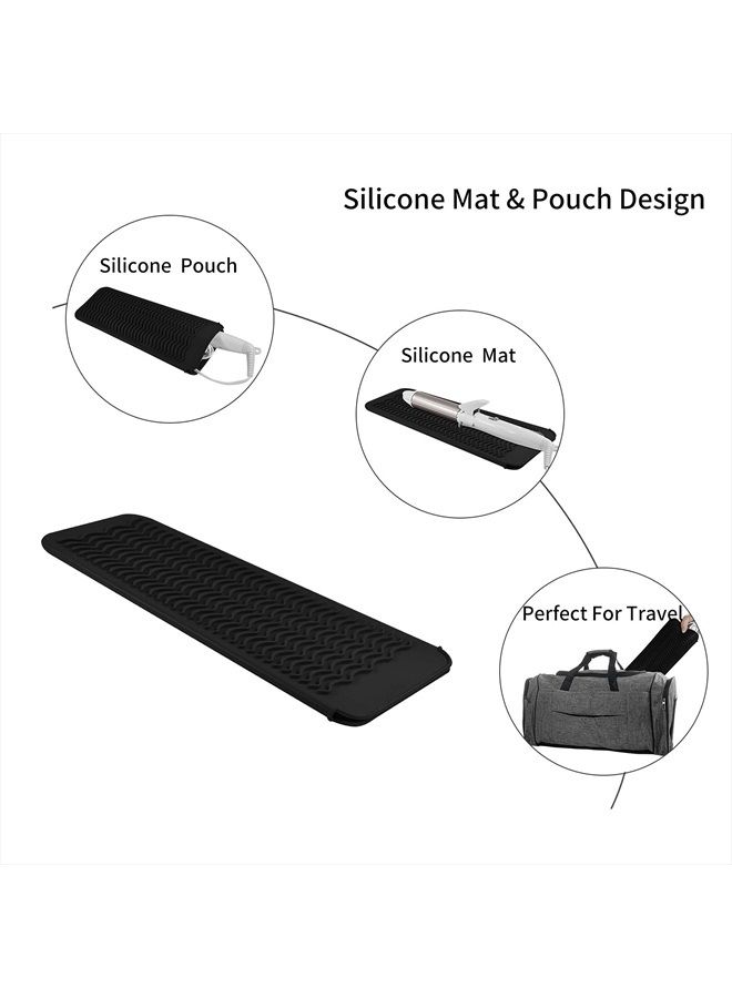 EIOKIT Silicone Heat Resistant Travel Mat Pouch for Hair Straightener,Crimping , Hair Curling Wand,Flat /Hair Waving Iron and Hot Hair Styling Tools (Black) - Image 5