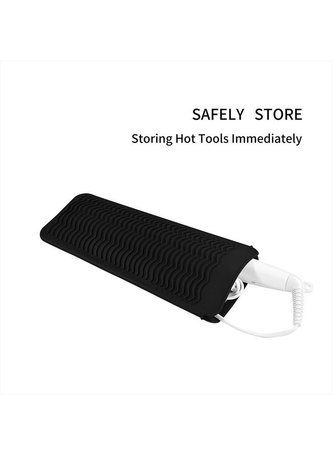 EIOKIT Silicone Heat Resistant Travel Mat Pouch for Hair Straightener,Crimping , Hair Curling Wand,Flat /Hair Waving Iron and Hot Hair Styling Tools (Black) - Image 4