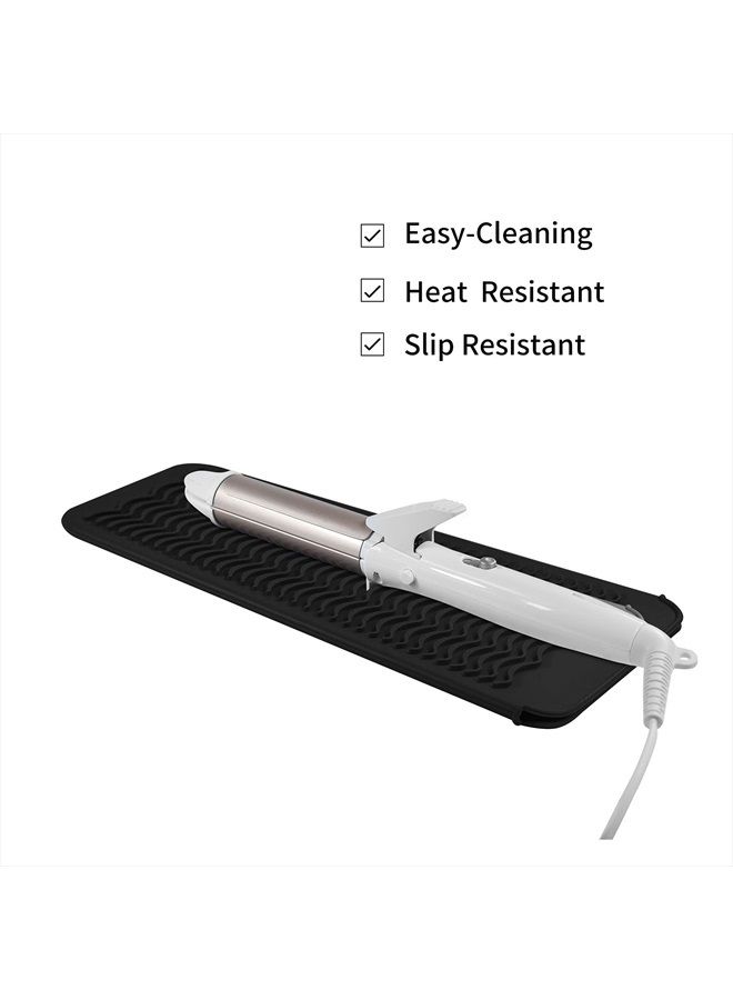 EIOKIT Silicone Heat Resistant Travel Mat Pouch for Hair Straightener,Crimping , Hair Curling Wand,Flat /Hair Waving Iron and Hot Hair Styling Tools (Black) - Image 3