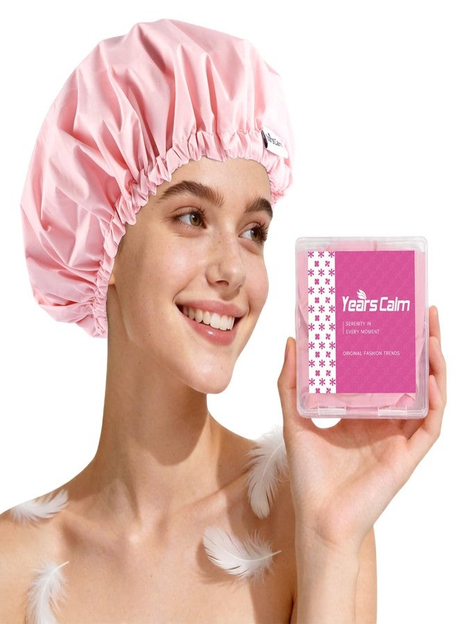 Years Calm Shower Cap for Women Waterproof Reusable – 27g Ultra Lightweight Double-Layer Shower Bonnet, Secure Fit for Long, Curly Hair, Travel & Spa (Pink - Image 1