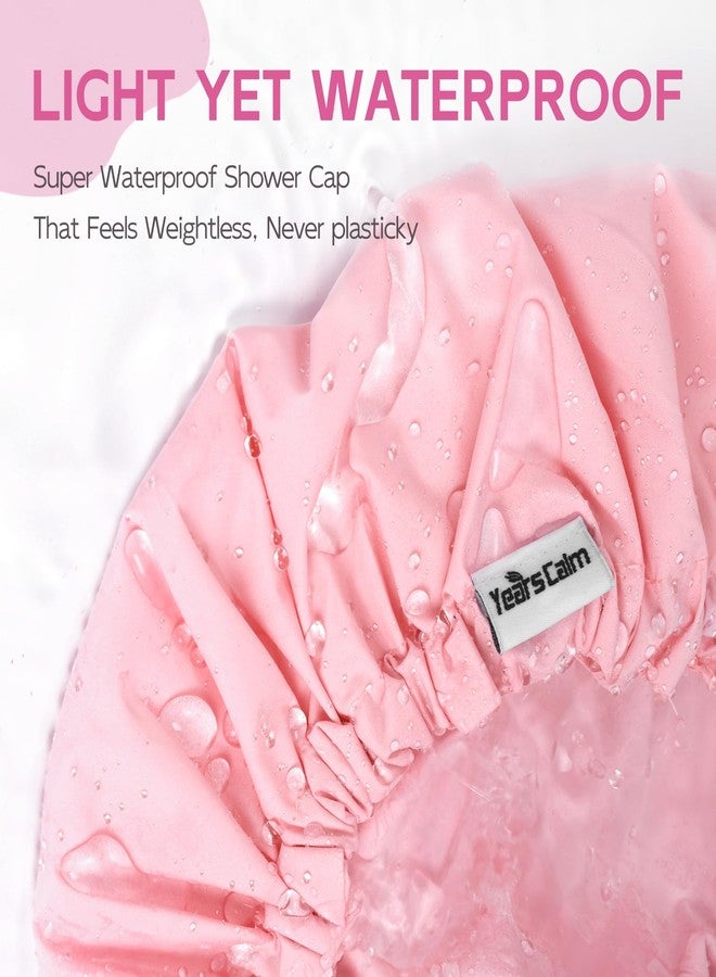 Years Calm Shower Cap for Women Waterproof Reusable – 27g Ultra Lightweight Double-Layer Shower Bonnet, Secure Fit for Long, Curly Hair, Travel & Spa (Pink - Image 5