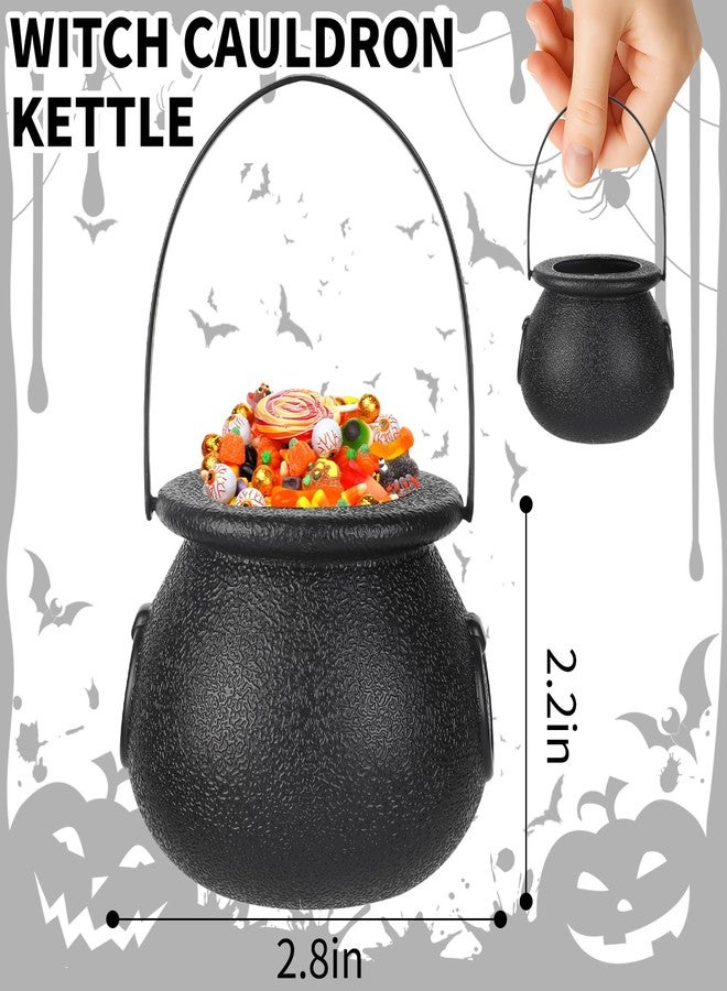 Junware 24pcs Mini Cauldrons with Handle Halloween, Witch Mini Cauldron Multi-purposed, Plastic Cauldron Candy Holder for Halloween & St. Patrick’s Day Party Favors Decor, Halloween Pot - Image 3