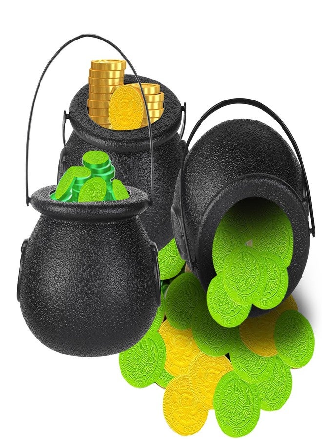 Junware 24pcs Mini Cauldrons with Handle Halloween, Witch Mini Cauldron Multi-purposed, Plastic Cauldron Candy Holder for Halloween & St. Patrick’s Day Party Favors Decor, Halloween Pot - Image 4