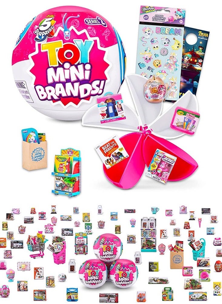 5 Surprise 5 Surprise Toy Mini Brands，1 Collector's kit ，Real miniature toys by Zuru, Five times surprise ball, Mini blind box ball  - Image 2