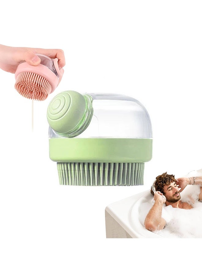 Multi-Functional Shower  Shampoo Massage Brush with Built-in Dispenser - Innovative Design Combines Deep Cleaning with Soothing Massage for Hair, Face  Body Care. for Men, Women  Kids (Light Green) - Image 1