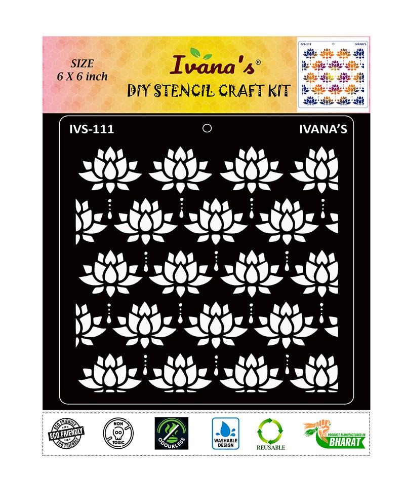 IVANA'S Art & Craft Stencil for Art & Craft, DIY Decorative Stencil for Painting on Canvas, Fabric, Cloth, Paper, Glass, Furniture and Wall, Size - 6 x 6 inch, Pack of 1, IVS-111, Off White - Image 3
