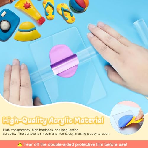 CoolShef Clay Art Tools Set – Acrylic Roller for Clay with Acrylic Sheets, Polymer Clay Tools Kit, Clay Making Tools, Clay Roller and Sheet, Acrylic Block for Clay DIY Sculpting and Modeling (8 Pcs) - Image 3