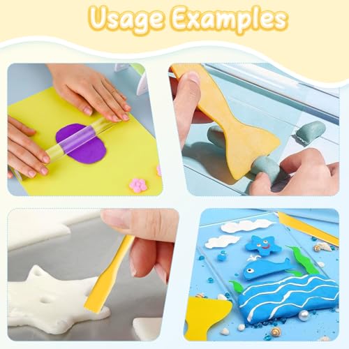 CoolShef Clay Art Tools Set – Acrylic Roller for Clay with Acrylic Sheets, Polymer Clay Tools Kit, Clay Making Tools, Clay Roller and Sheet, Acrylic Block for Clay DIY Sculpting and Modeling (8 Pcs) - Image 2