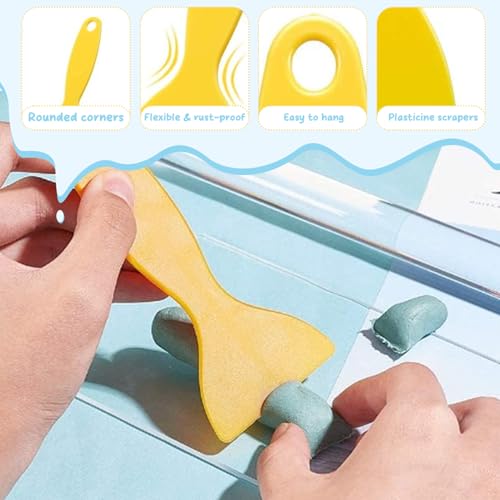 CoolShef Clay Art Tools Set – Acrylic Roller for Clay with Acrylic Sheets, Polymer Clay Tools Kit, Clay Making Tools, Clay Roller and Sheet, Acrylic Block for Clay DIY Sculpting and Modeling (8 Pcs) - Image 5