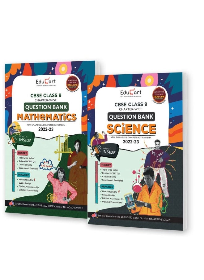 null - Educart CBSE Class 9 Combo of Science and Maths Question Banks for 2022-23 (Includes Chapter wise Theory & Practice Questions 2023) Edubooks - Image 1