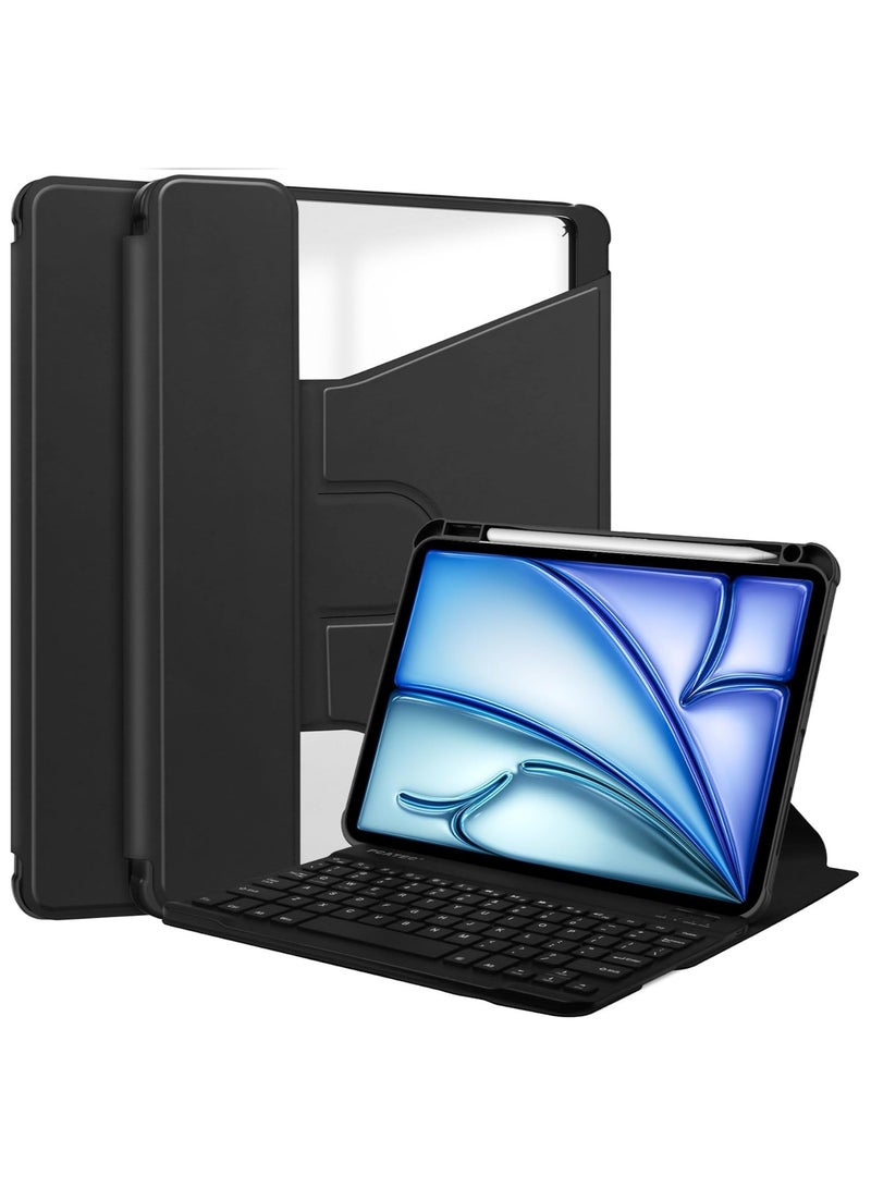 عام حافظة لوحة مفاتيح عربية ايباد اير 13 بوصة ام 3 2025 مع لوحة مفاتيح بلوتوث لاسلكية قابلة للفصل وغطاء واقي بفتحة قلم - Image 1