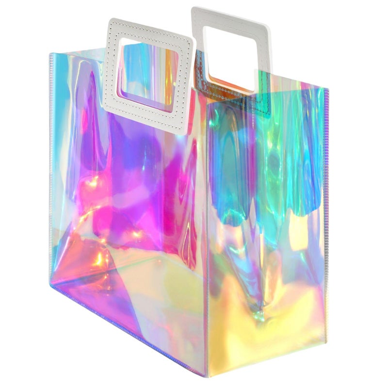 VUOJUR Holographic Gift Bag Medium Size 11x98x51 Clear Reusable Birthday Gift Bag for Women Girl Iridescent Bachelorette Wedding Christmas with Handle - Image 3