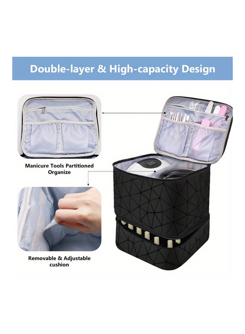 أوريتي منظم طلاء الأظافر أدوات الأظافر ذات الطبقة المزدوجة وحالة مجفف الأظافر مع الفواصل - Image 4