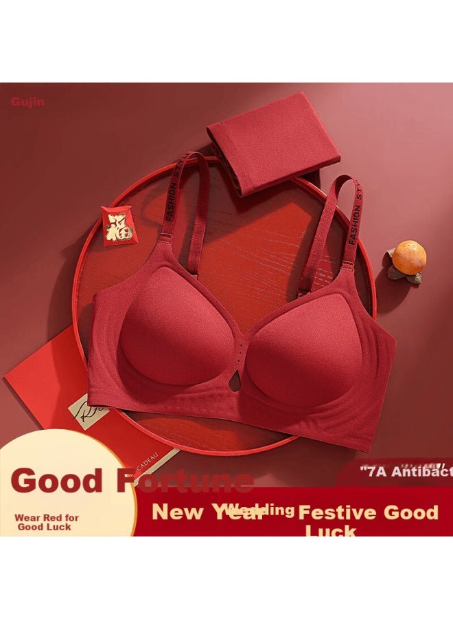 Gujin Red Lingerie Set Small Bust Push-up Bridal Wedding Underwear Gift Box For Festival Female Gift - Image 2