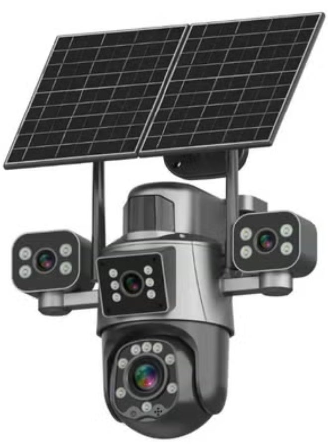 Gulf Trend 4-Lens AI Solar Security Camera 8K Ultra HD Outdoor PTZ CCTV Camera with Dual Solar Panels, Dual SIM Connectivity, 360° Pan Tilt, 12X Optical Zoom, AI Motion Detection, Full Color Night Vision, Two-Way Audio, 24/7 Recording, Weatherproof Surveillance Camera - Image 3