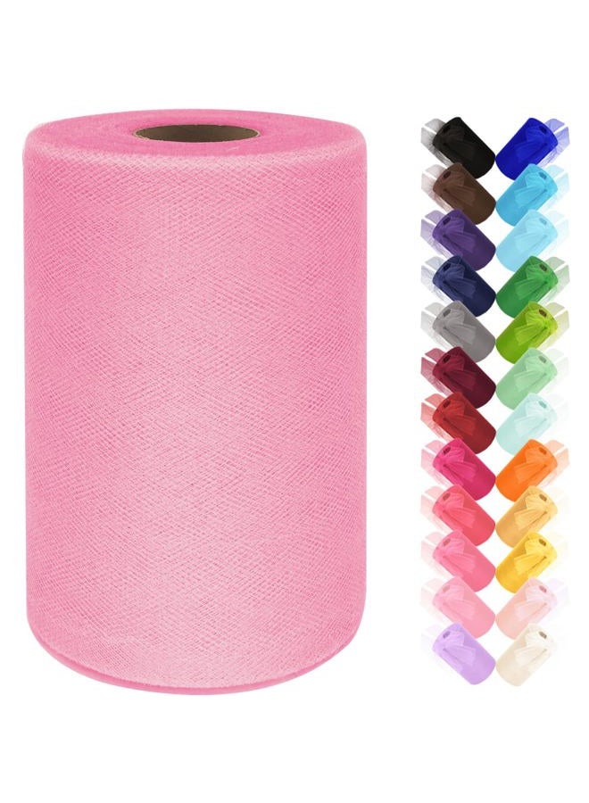 Ableme Deco Tulle Fabric Rolls 6 Inch by 100 Yards (300 feet) Tulle Spool for Wedding Party Decorations Gift Bow Craft Tutu Skirt,Pink - Image 1