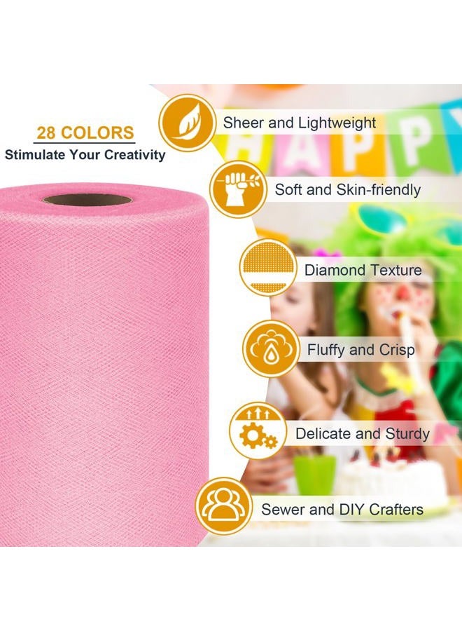 Ableme Deco Tulle Fabric Rolls 6 Inch by 100 Yards (300 feet) Tulle Spool for Wedding Party Decorations Gift Bow Craft Tutu Skirt,Pink - Image 3