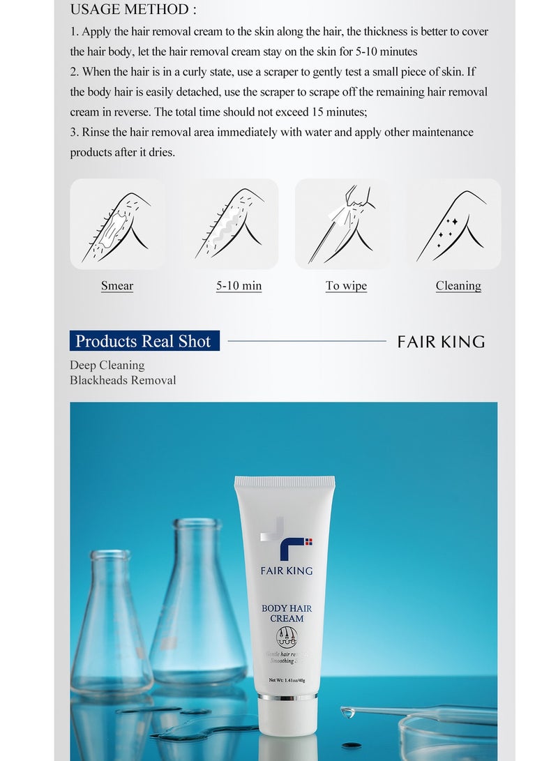 Fair King Hair removal cream for armpit hair removal, leg hair, special for sensitive skin, soothing and repairing underarms, hair removal without leaving traces per bottle 40g - Image 4