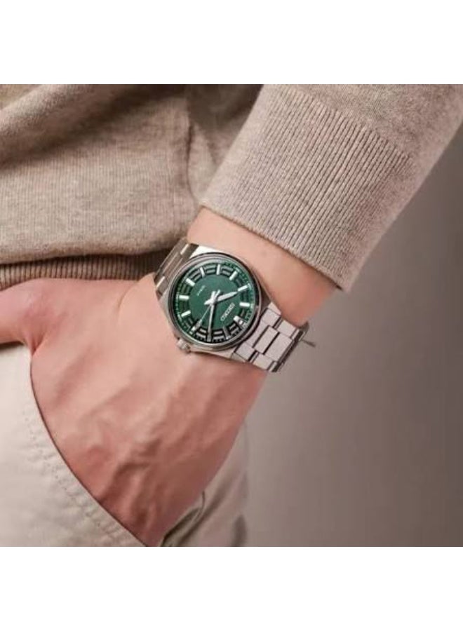 Seiko Men's SUR503P1 Green Dial Stainless Steel Quartz Watch - Image 2
