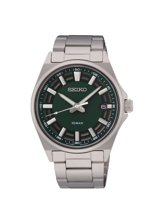 Seiko Men's SUR503P1 Green Dial Stainless Steel Quartz Watch - Image 1