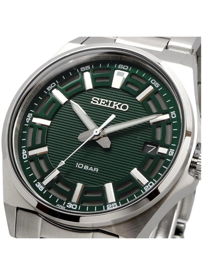 Seiko Men's SUR503P1 Green Dial Stainless Steel Quartz Watch - Image 3