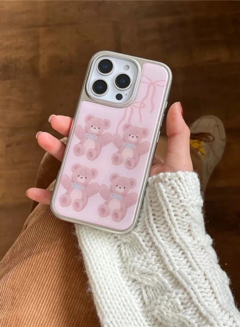 NIBEMINENT Cute Bow Tie Bear Protective TPU Case Cover For IPhone 16 Plus, Bows With Bears