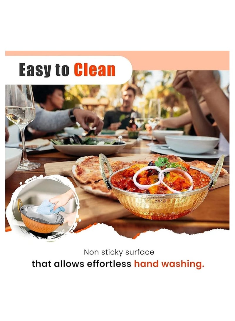 Royal Premium Pure Copper Kadhai Pan 3 Pieces Sizes  20 cm 18 cm 16 cm - Image 4