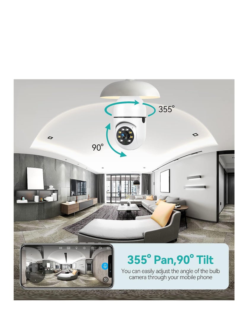 Generic - Upgraded 3MP WiFi Light Bulb Security Camera for Indoor and Outdoor Use, 360° View, Motion Detection, Color Night Vision, Works with Alexa, Ideal for Baby, Elder, and Pet Monitoring - Image 1