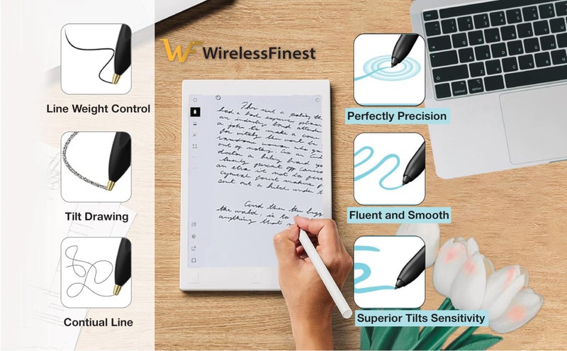 WirelessFinest رؤوس أقلام معدنية ناعمة بديلة لجهاز سامسونج جالاكسي تاب S10 ألترا قلم S9 S8 S7 S10+ S9+ S8+ تاب S9 ألترا S6 لايت S24 S23 S22 ألترا نوت 9 نوت 8 قلم S كينغ رايت + أداة، 10 قطع قياسية + 2 قطع معدنية - Image 3