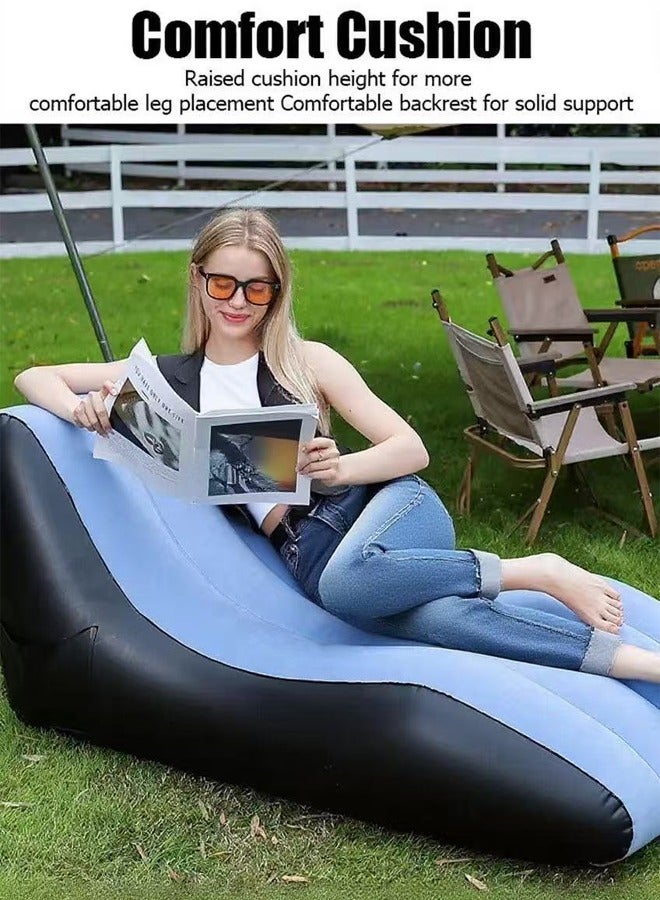 Generic Inflatable Sofa Portable S-Shaped Sofa Foldable Sofa Flocking Sofa Portable Nap Bed  - Image 1