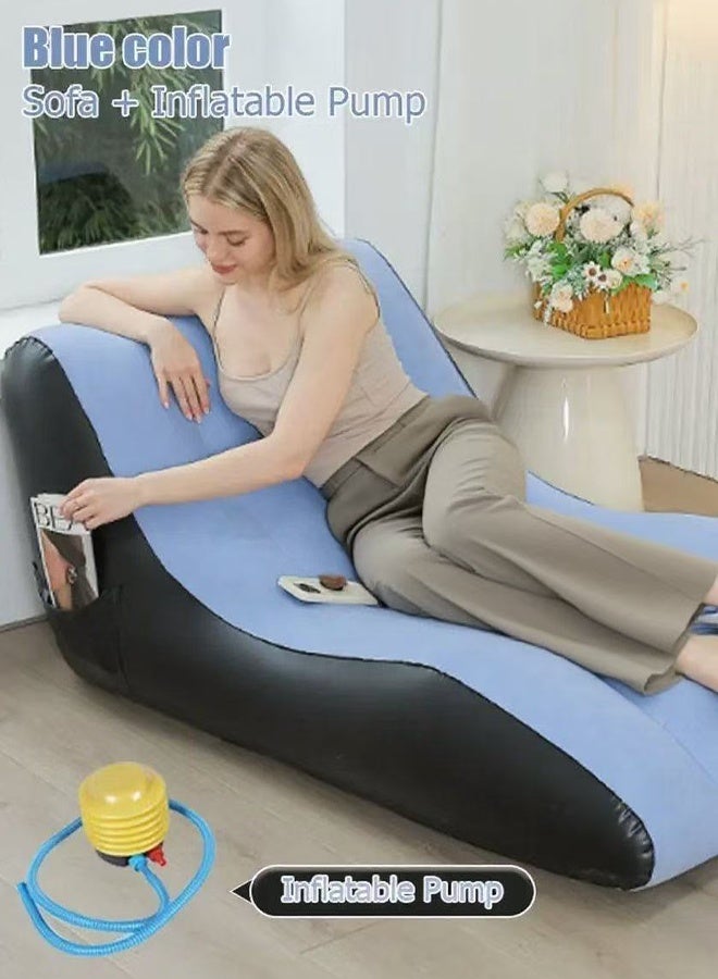 Generic Inflatable Sofa Portable S-Shaped Sofa Foldable Sofa Flocking Sofa Portable Nap Bed  - Image 3