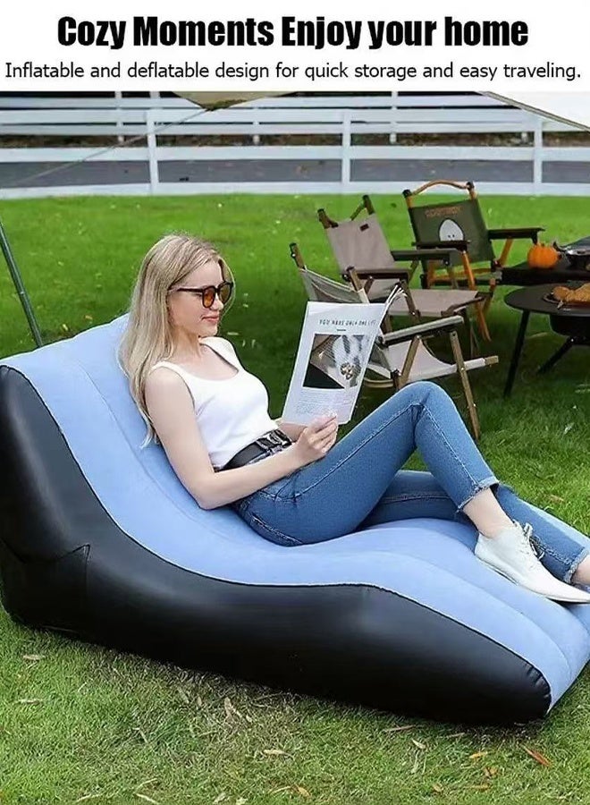 Generic Inflatable Sofa Portable S-Shaped Sofa Foldable Sofa Flocking Sofa Portable Nap Bed  - Image 2