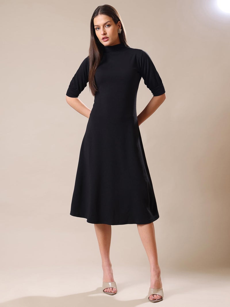 PURVAJA Women’s A-Line Knee Length Dress (Bely-123_Black_Medium) - Image 4