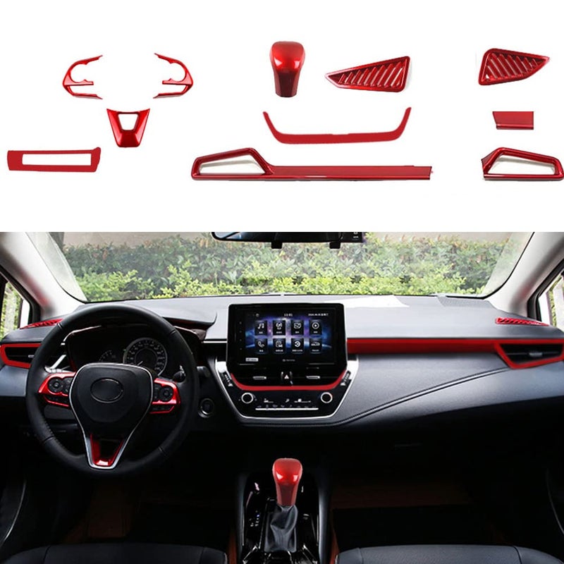 BOYUER for Toyota Corolla 2020 2021 2022 2023 2024 2025 2026,2019-2025 Corolla Hatchback11PCS ABS Interior Full Accessories Center Console Gear Box Cover Trim Decoration Stickers(Wine red) - Image 1