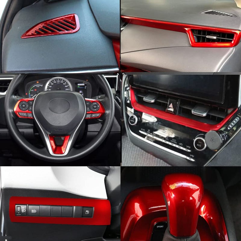 BOYUER for Toyota Corolla 2020 2021 2022 2023 2024 2025 2026,2019-2025 Corolla Hatchback11PCS ABS Interior Full Accessories Center Console Gear Box Cover Trim Decoration Stickers(Wine red) - Image 2