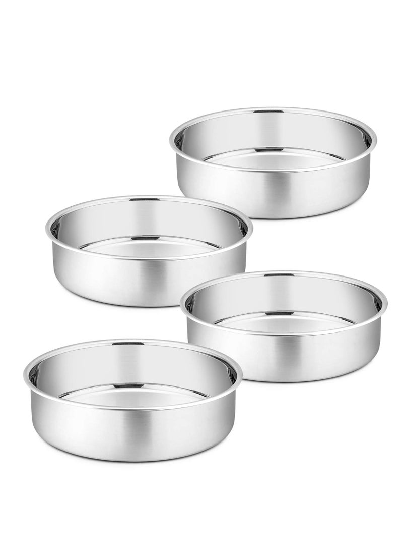 P&P CHEF PP CHEF Cake Pan Set of 4 Stainless Steel Baking Round Cake Pans Tins Bakeware for Birthday Wedding Leakproof  Easy Clean Mirror Finish  Easy Releasing 8 Inch 