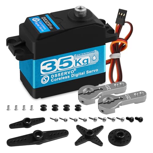 Beffkkip سيرفو رقمي مقاوم للماء 35 كجم عزم دوران عالي مع تروس معدنية كاملة مع قرن سيرفو 25T متوافق مع سيارات RC 1/8 و 1/10 و 1/12 - Image 1