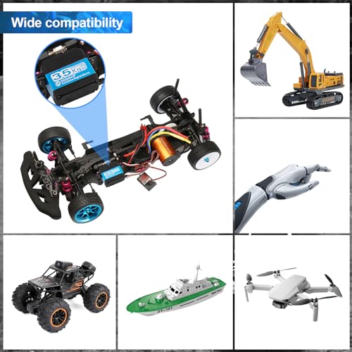 Beffkkip سيرفو رقمي مقاوم للماء 35 كجم عزم دوران عالي مع تروس معدنية كاملة مع قرن سيرفو 25T متوافق مع سيارات RC 1/8 و 1/10 و 1/12 - Image 4