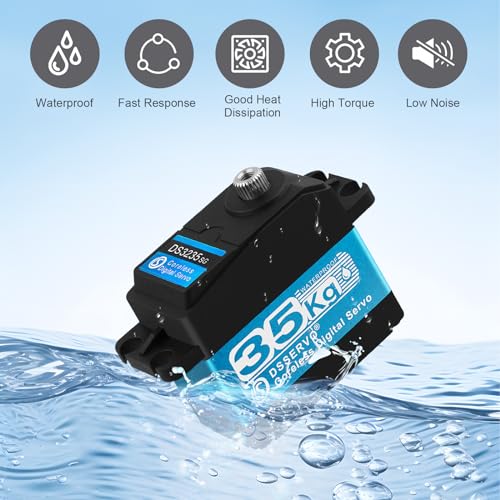 Beffkkip سيرفو رقمي مقاوم للماء 35 كجم عزم دوران عالي مع تروس معدنية كاملة مع قرن سيرفو 25T متوافق مع سيارات RC 1/8 و 1/10 و 1/12 - Image 3
