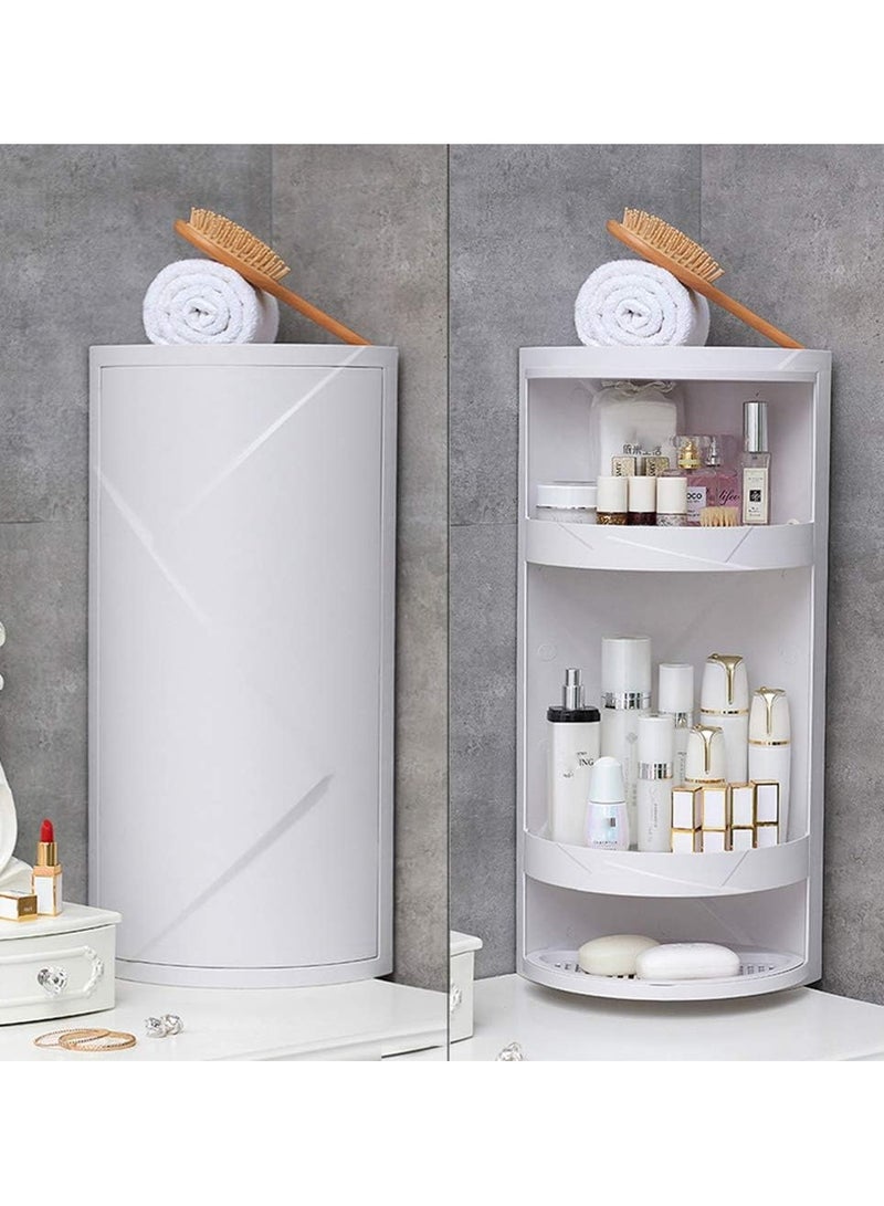 DubaiGallery رف زاوية الحمام 3 طبقات تخزين الدش متعدد الوظائف رف دوار 360 رف تخزين الحمام والمطبخ، تثبيت بدون حفر، للجدران، للمطبخ والحمام - Image 1